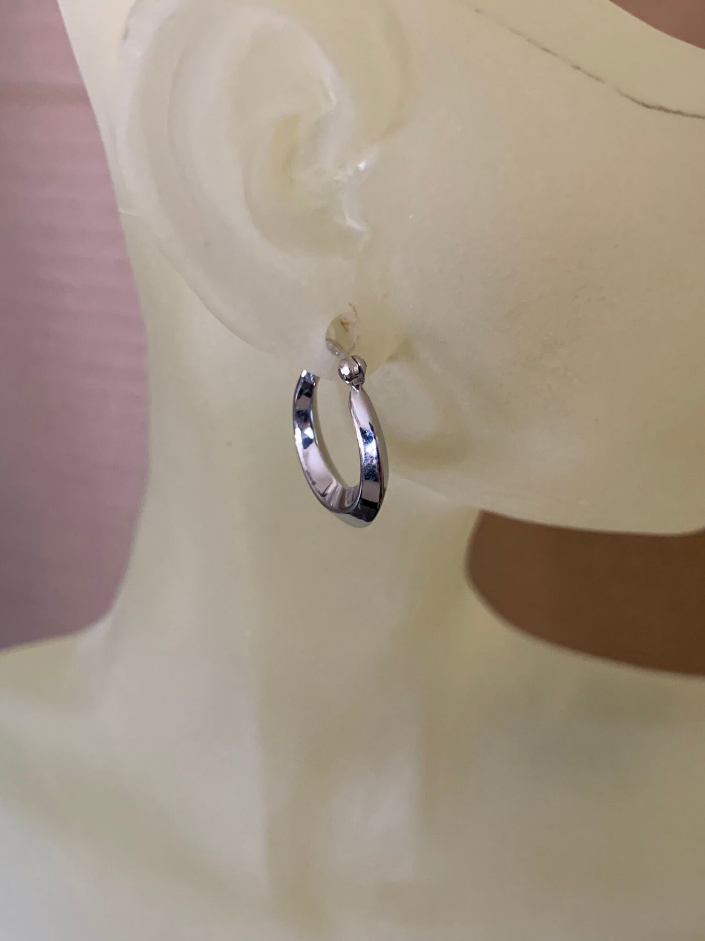 Solid 14K High Polished White Gold Hoop Earrings