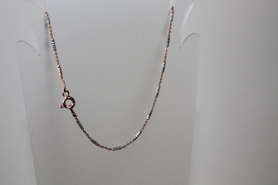 2-tone Sterling Silver Chain Necklace with Rose Gold Tone Coating, 18"