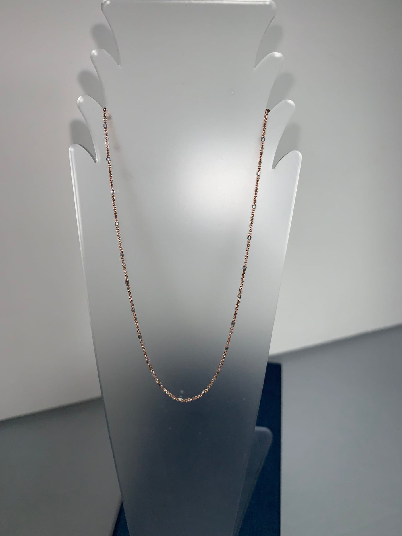 2-tone Sterling Silver Chain with Rose Gold Tone Coating in 18"