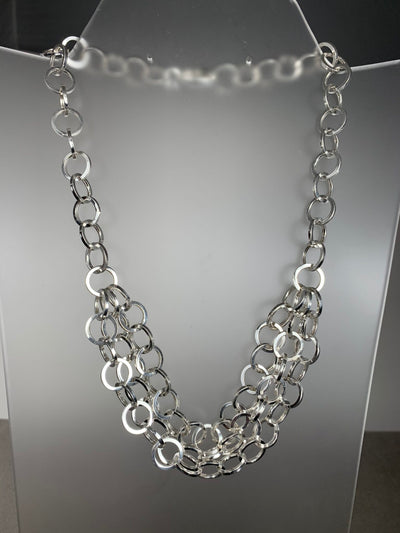 Sterling Silver Multi-Strain Fancy Necklace from Italy
