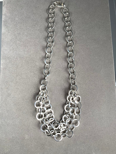 Sterling Silver Multi-Strain Fancy Necklace from Italy