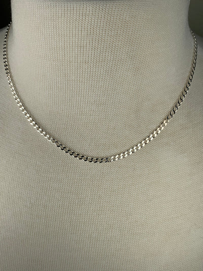 Italian 3mm Curb Chain Necklace in Sterling Silver