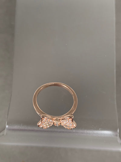 Pave Set Cubic Zirconia Bow Ring in Rose Gold Tone with Sizes