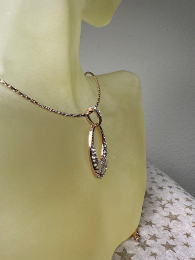 Rose Gold Tone Crystal Oval Pendant Necklace