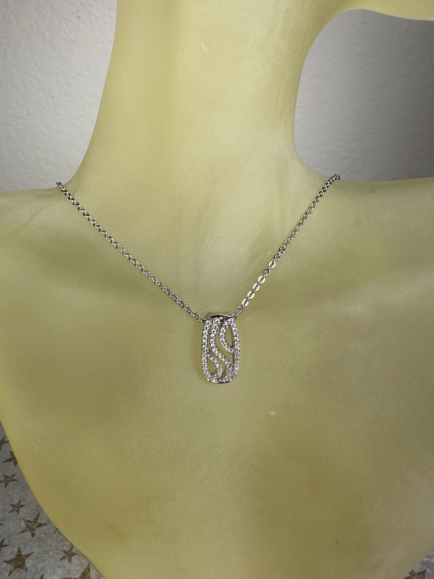 Filigree Style Cut Out Bulging Rectangular Plate Slider Pendant in Silver, Yellow Gold and Rose Gold Tone