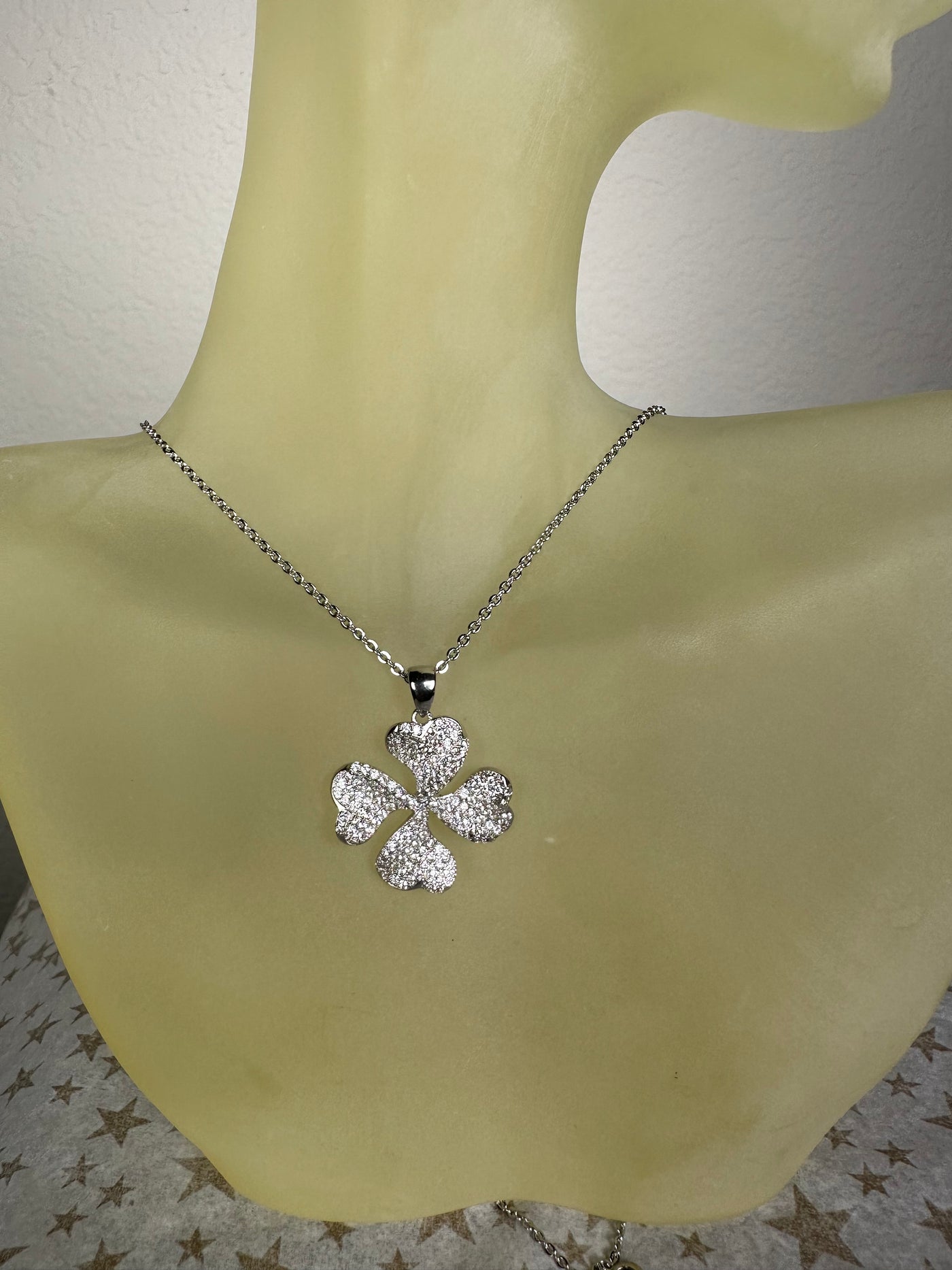 Pave Set Cubic Zirconia 4-leaf Clover Pendant in Silver, Yellow Gold and Rose Gold Tone