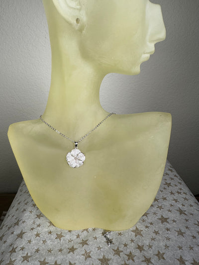 "Smaller" Pave Set Cubic Zirconia Flower Pendant in Silver, Yellow Gold and Rose Gold Tone
