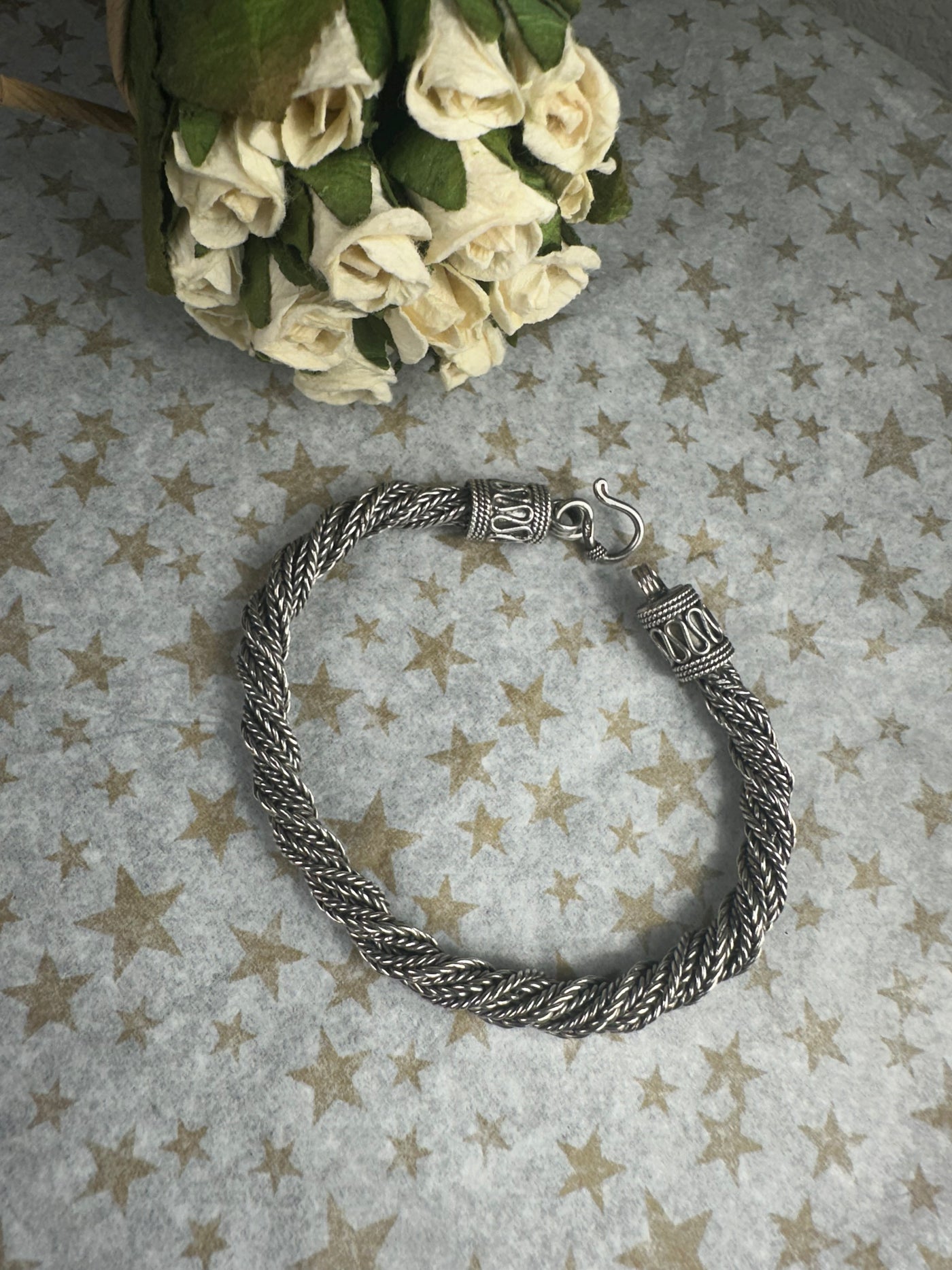 Sterling Silver Bali Chain Twist Bracelet 8"