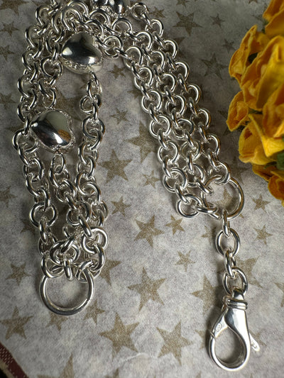 Sterling Silver & Heart 3 Strand Bracelet from Italy