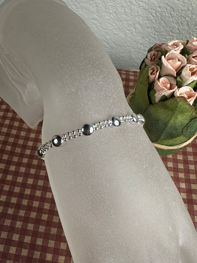 Sterling Silver Round Buttons and Dots Bracelet from Italy