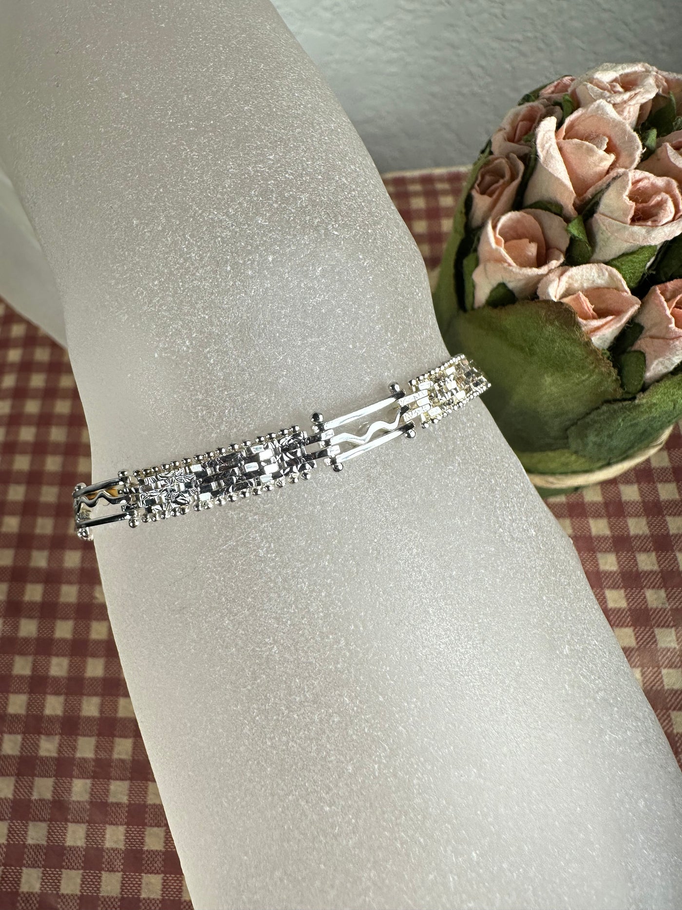 Sterling Silver Lace Link Bracelet from Italy 7.5"