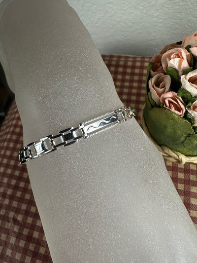 Sterling Silver Rectangular Link Bracelet from Italy