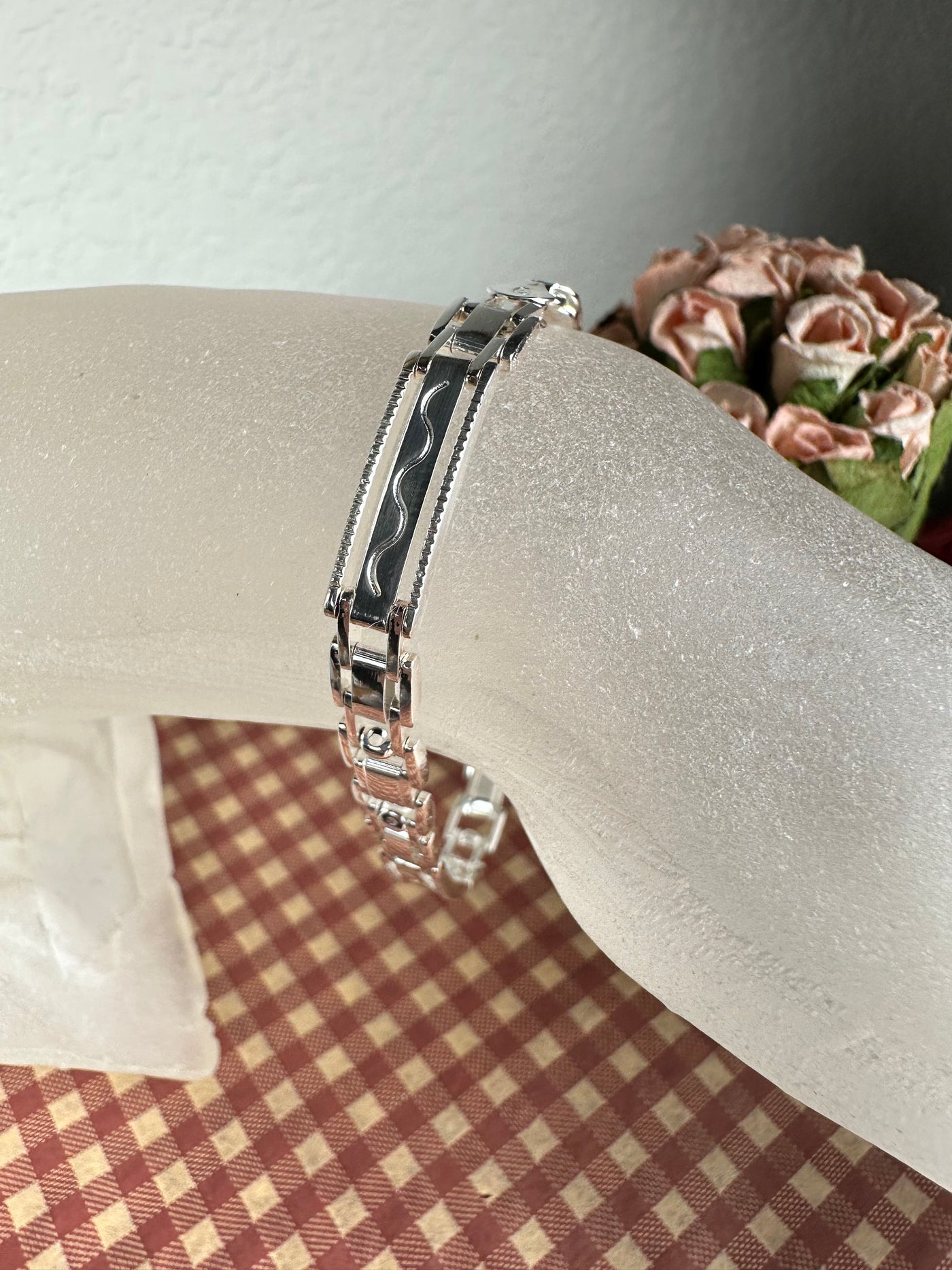 Sterling Silver Rectangular Link Bracelet from Italy