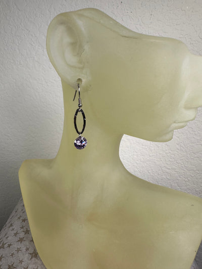 Sterling Silver and Purple CZ Dangling Earrings