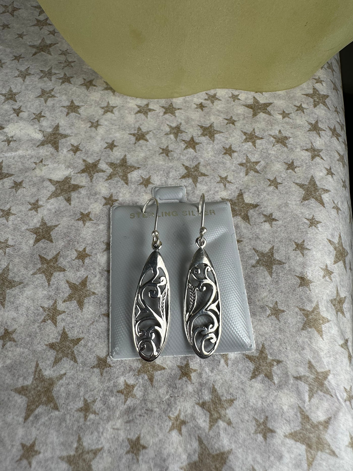 Sterling Silver Cut Out Foliage Dangling Earrings