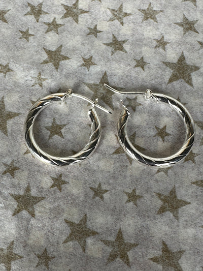 Sterling Silver Hoop Earrings 3mm x 20mm