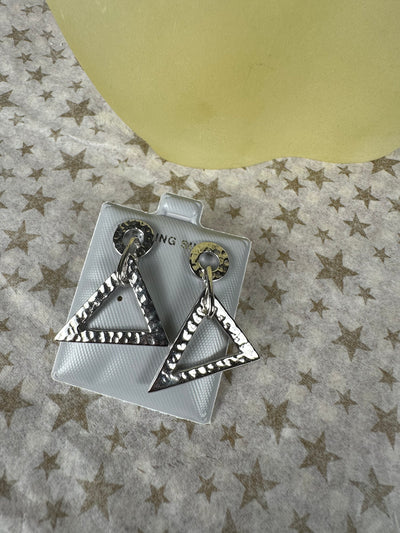 Sterling Silver Dangling Triangle Earrings