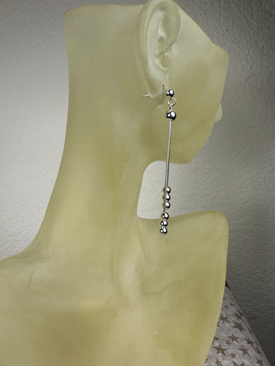 Sterling Silver Ball and Chain Dangling Earrings