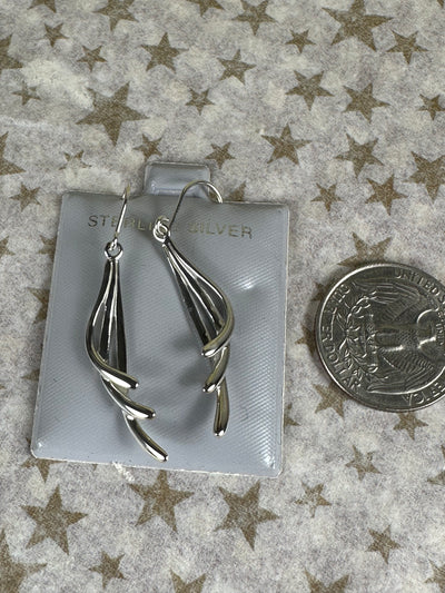 Sterling Silver Curved Up Dangling Earrings