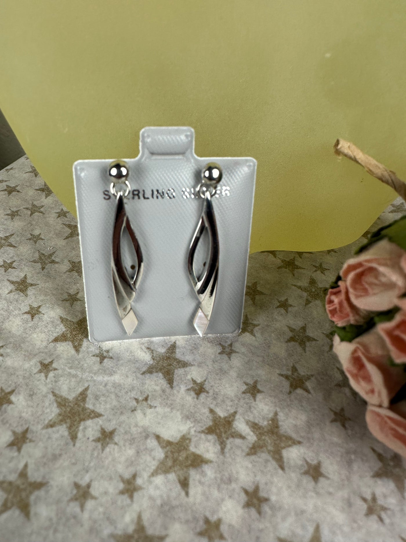 Sterling Silver & White Shell Dangling Earrings