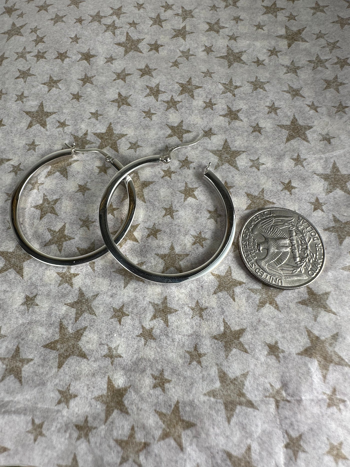 Sterling Silver 35mm Square Tube Hoop Earrings