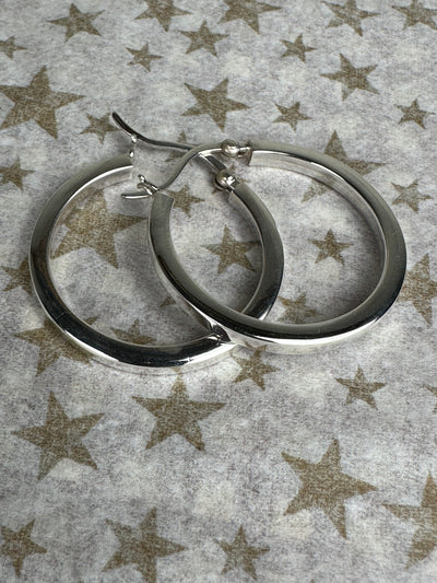 Sterling Silver 25mm Square Tube Hoop Earrings
