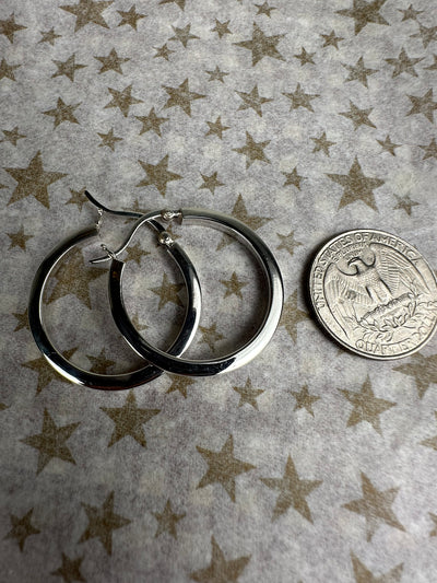 Sterling Silver 25mm Square Tube Hoop Earrings