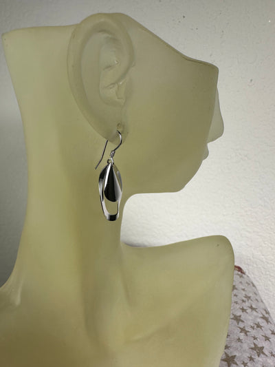 Sterling Silver Oval Ring & Tear Shape Plate Dangling Earrings