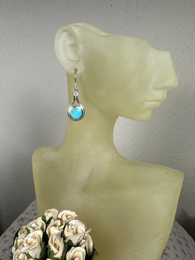 Sterling Silver and Howlite-Turquoise Dangling Earrings