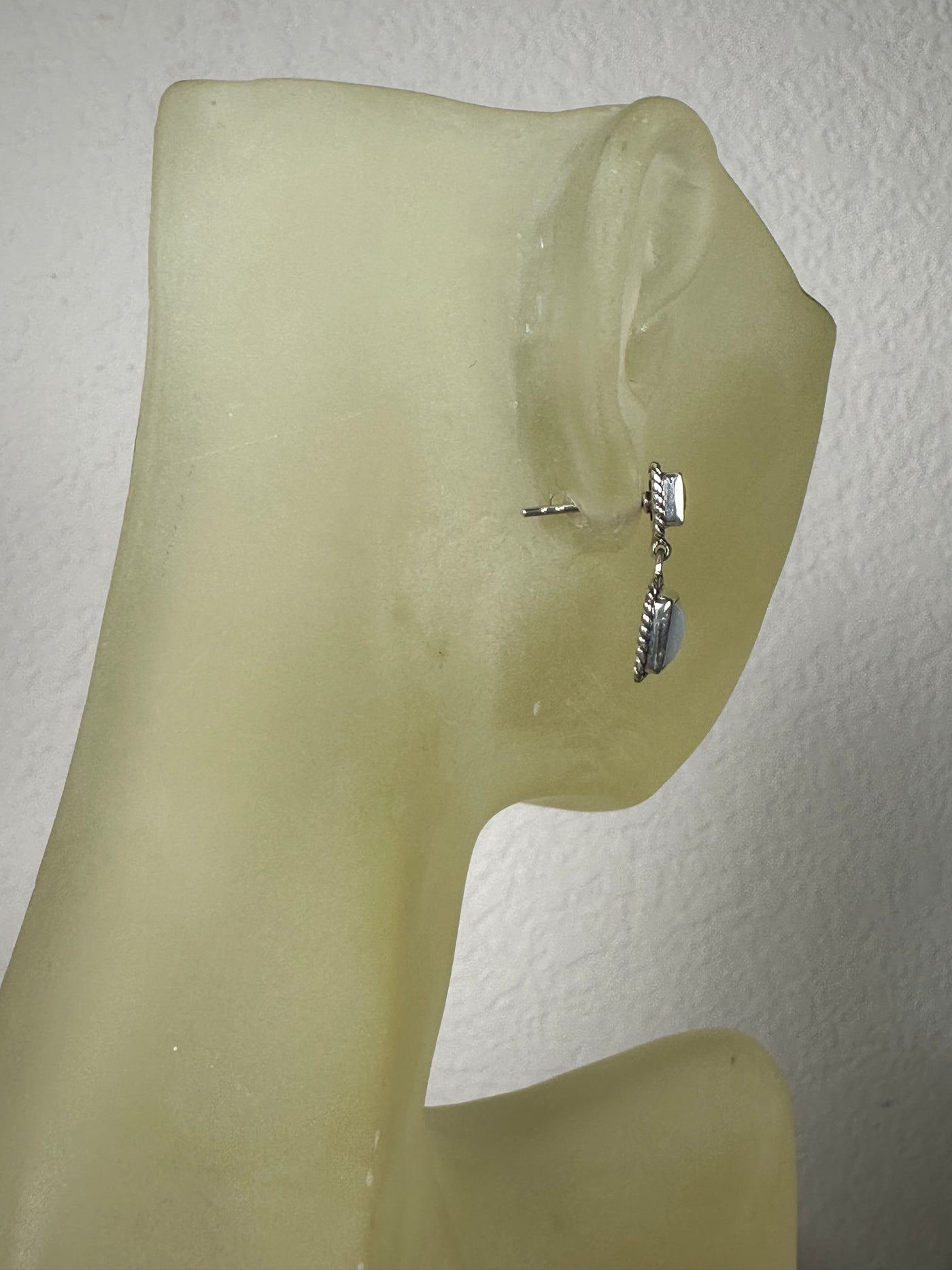 White Shell Peridot Dangling Earrings in Sterling Silver