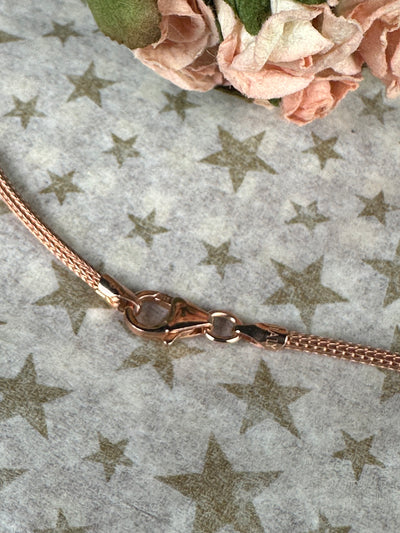 Sterling Silver Mesh Chain Necklace with Rose Gold Tone Overlay 16" 18" 20" 22"