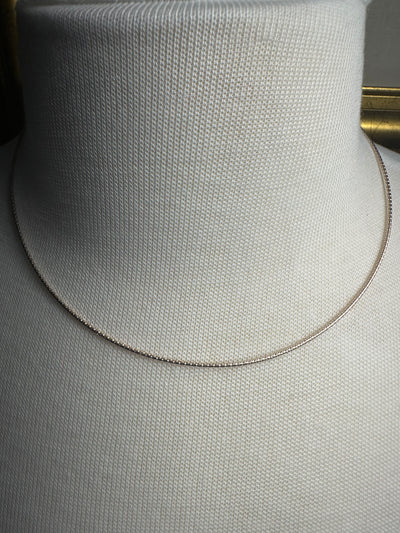 Italian Rose Gold and Silver 2 Tone Round Omega Necklace 16" 18" 20"