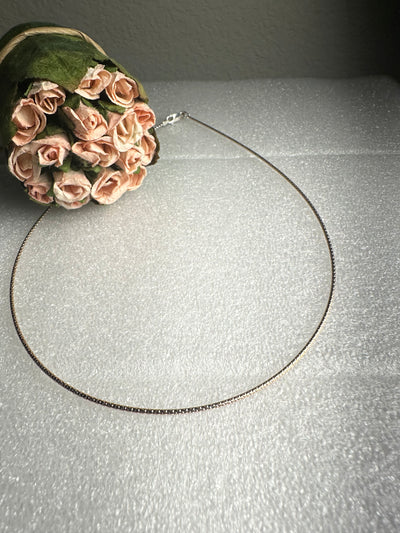 Italian Rose Gold and Silver 2 Tone Round Omega Necklace 16" 18" 20"