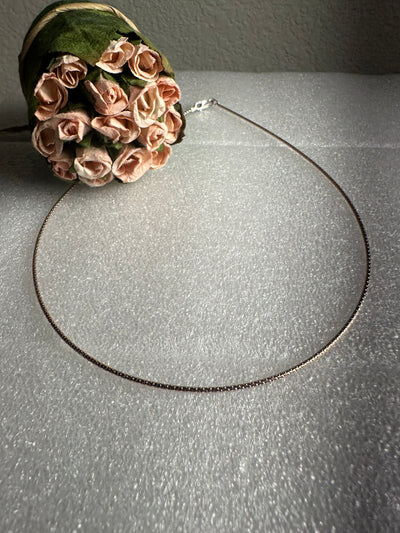 Italian Rose Gold and Silver 2 Tone Round Omega Necklace 16" 18" 20"