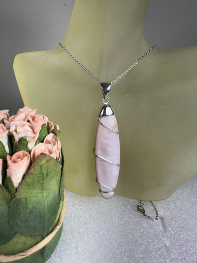 Silver & Pink Mother of Pearl Shell Pendant