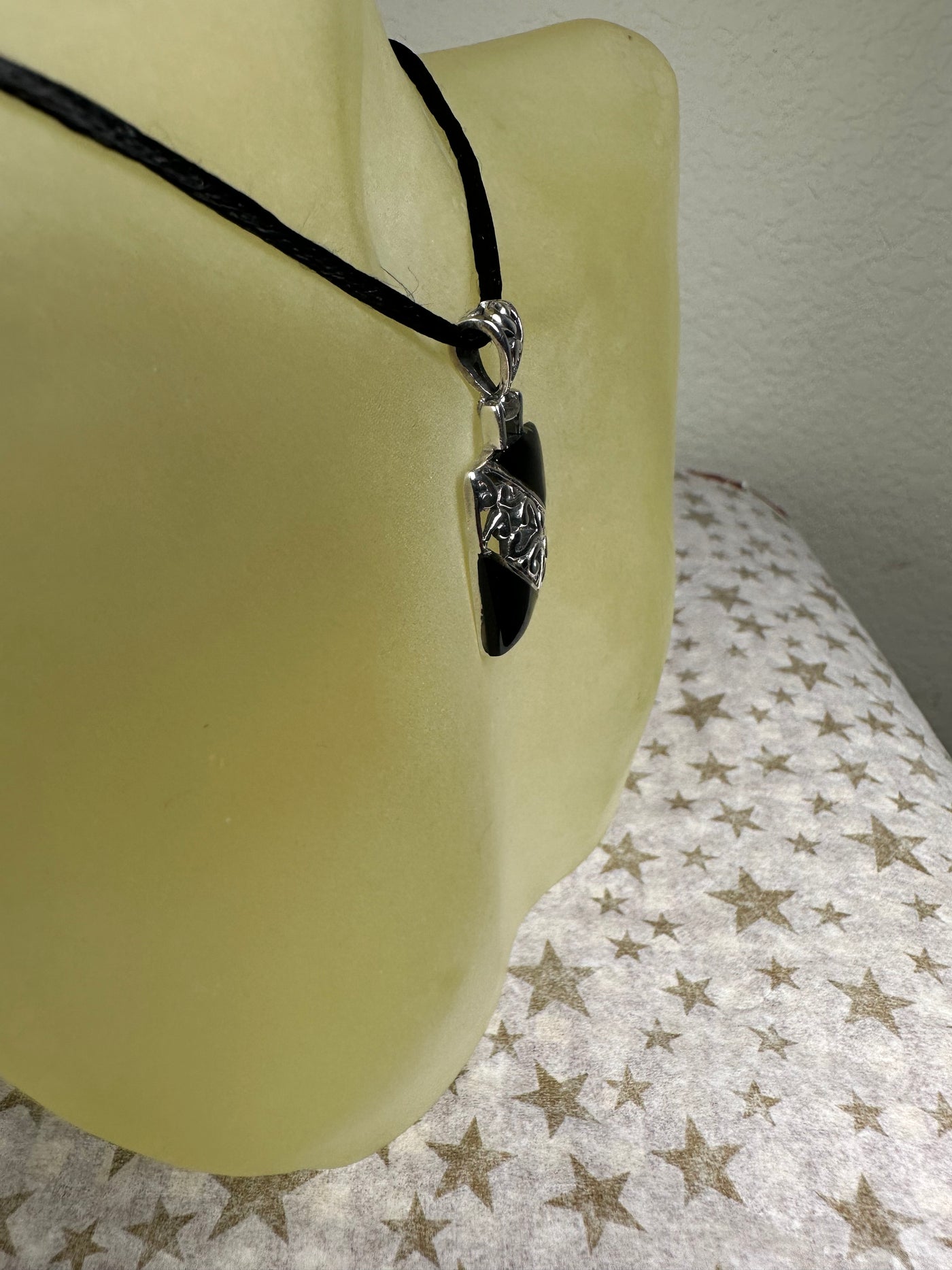 Filigree Sterling Silver & Onyx Rectangular Pendant