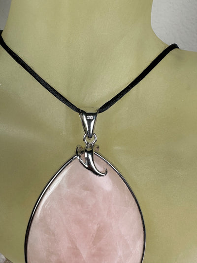 Sterling Silver & Rose Quartz Pendant with Garnet Amethyst Peridot Accent