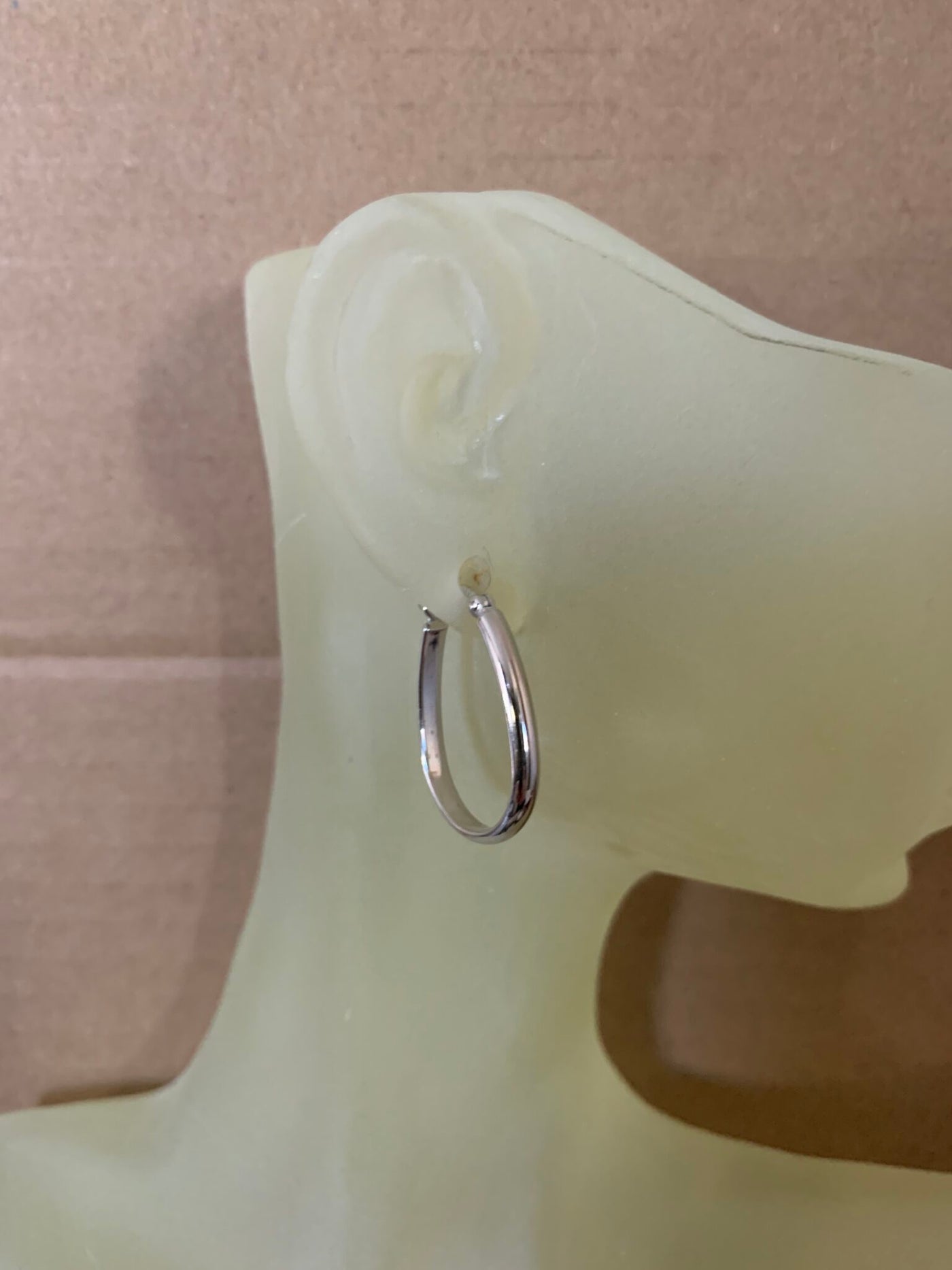Solid 14K White Gold "Clean" Hoop Earrings