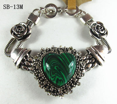 Fashion malachite heart bracelet