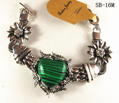 Fashion Malachite Heart Bracelet