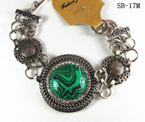 Fashion Bracelet with round Malachite like Motif