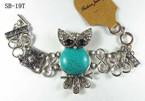 Fashion howlite turquoise like owl bracelet