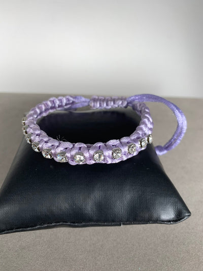 Braided String Bracelet with Faceted Crystals