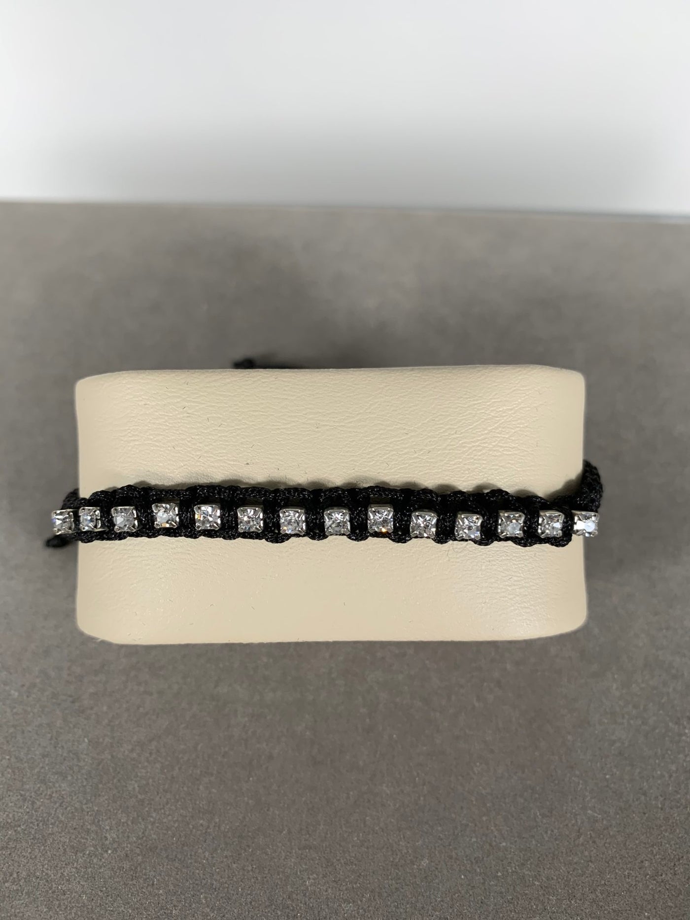 Black Braided Bracelet with Crystals