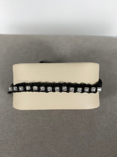 Black Braided Bracelet with Crystals