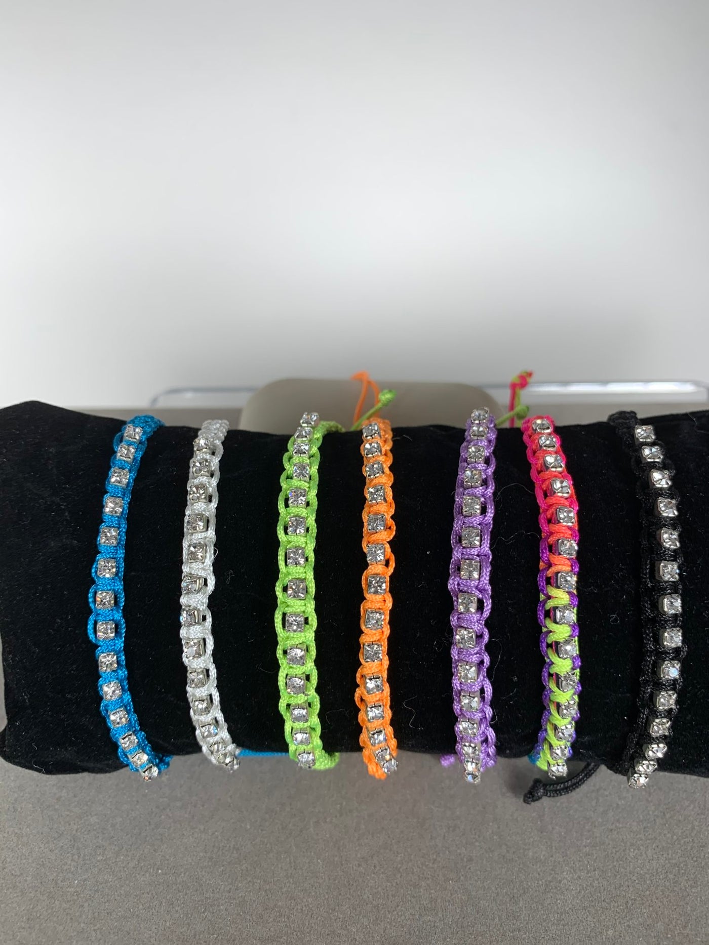 Rainbow Colors Braided Bracelet with Crystals