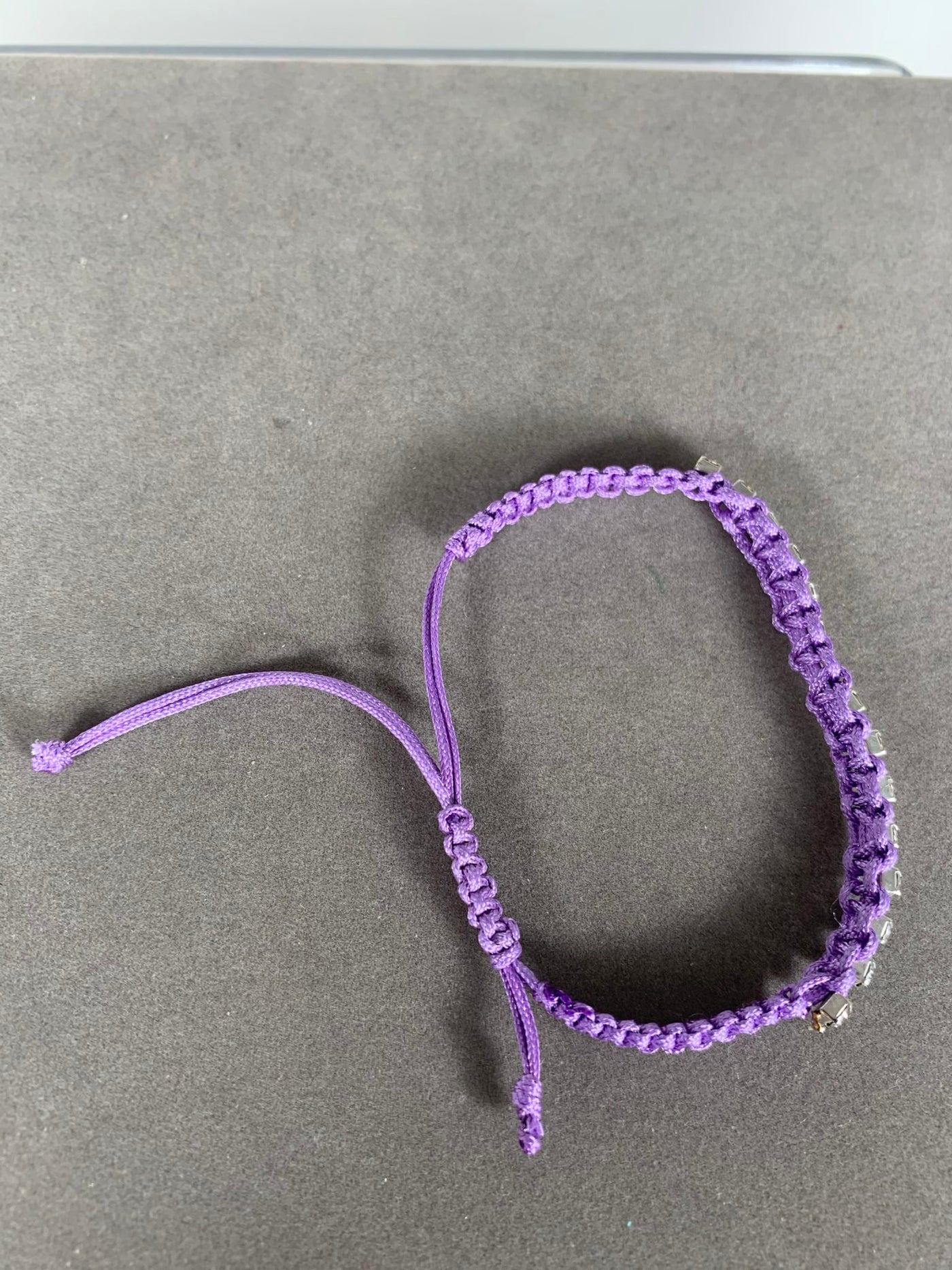 Purple Braided Bracelet with Crystals