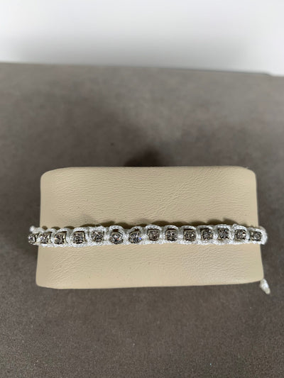 White Braided Bracelet with Crystals