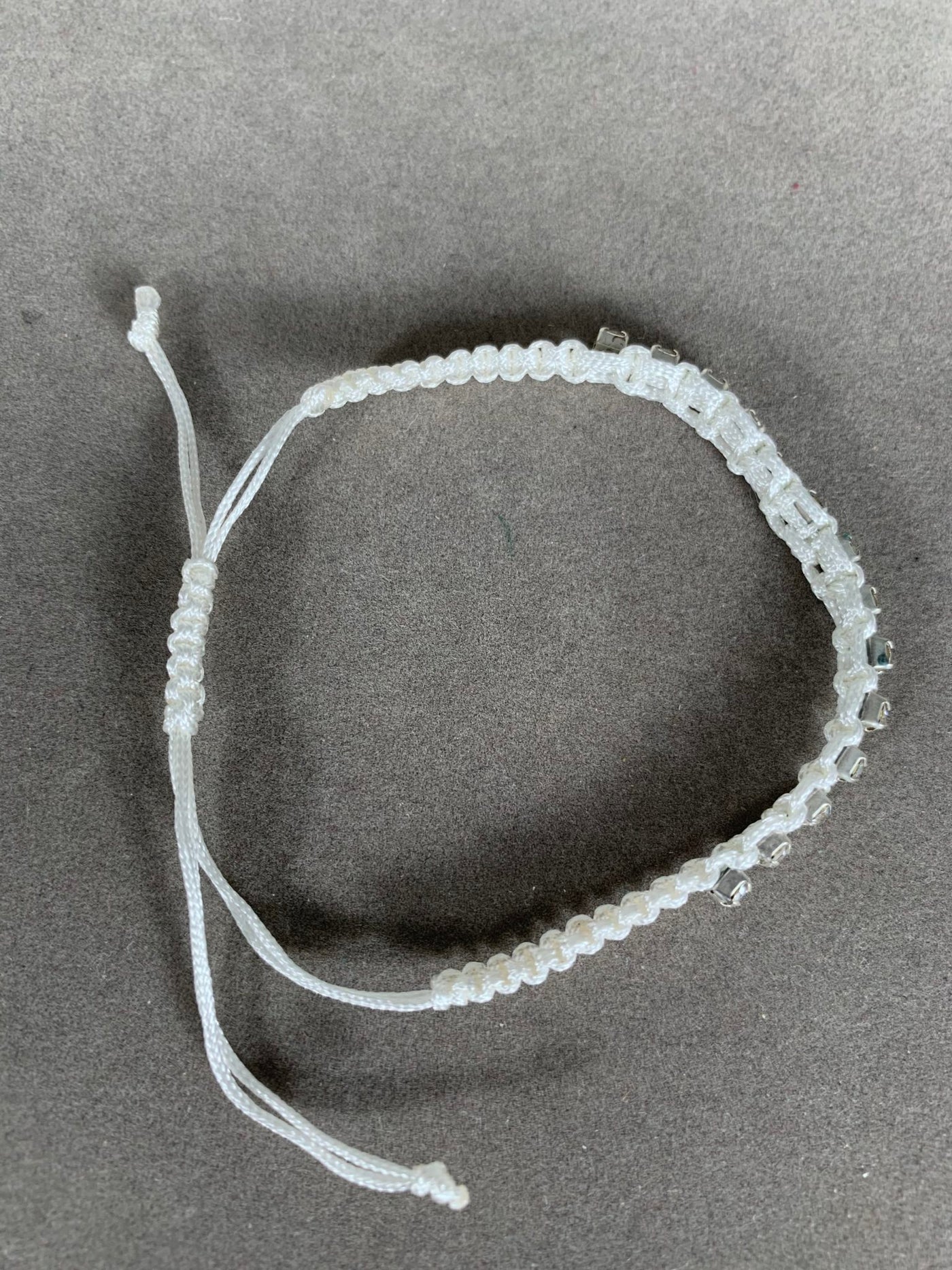 White Braided Bracelet with Crystals