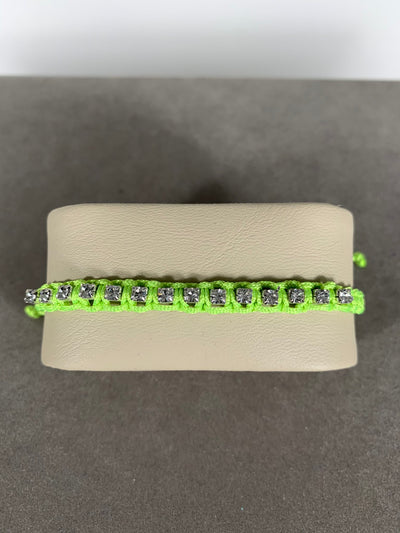 Lime Green Braided Bracelet with Crystals